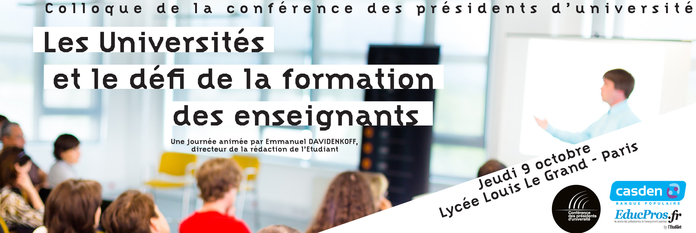 9 octobre Colloque de la CPU : « Les Universités et le défi de la formation des enseignants »