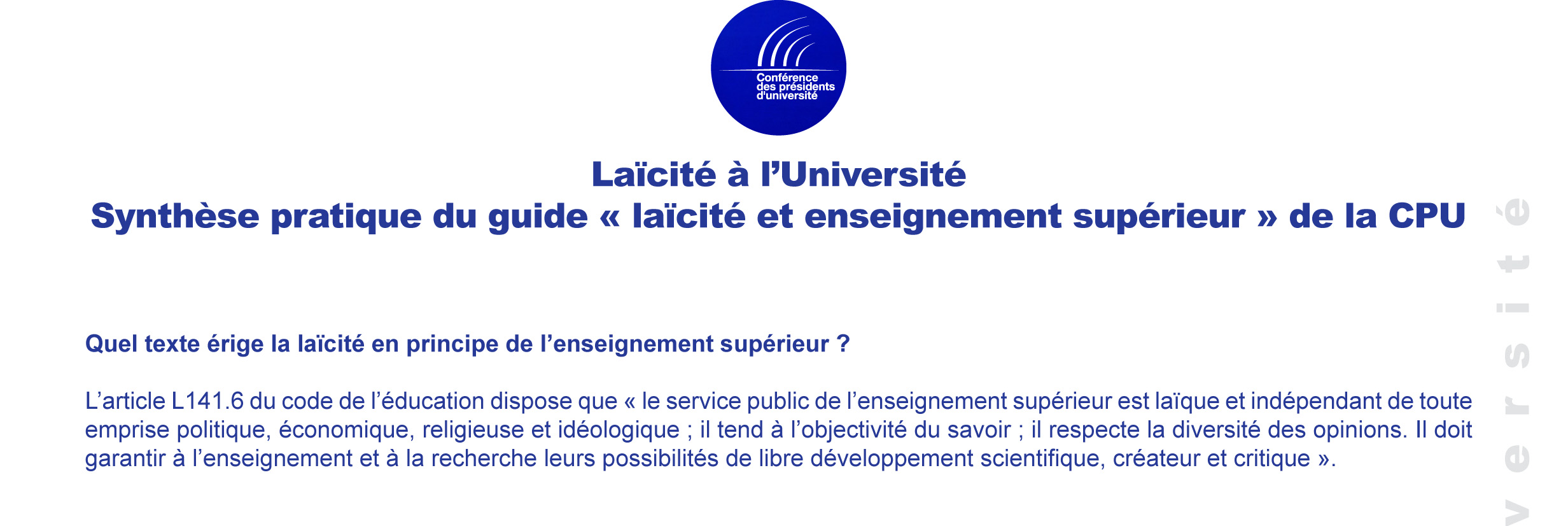 Laïcité à l’Université